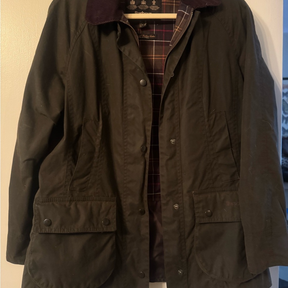 Barbour Beadnell Waxed Jacket Olive Green US 6